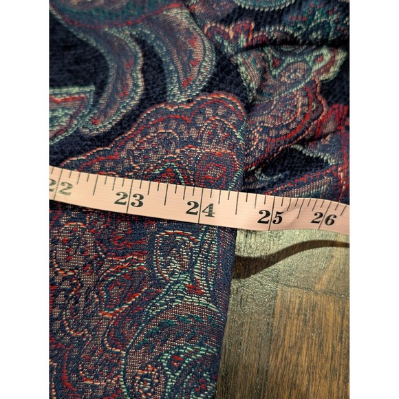 Vintage Paisley Tapestry Jacket Womens L Petite Navy Zip Textured Long Sleeve - Picture 9 of 10
